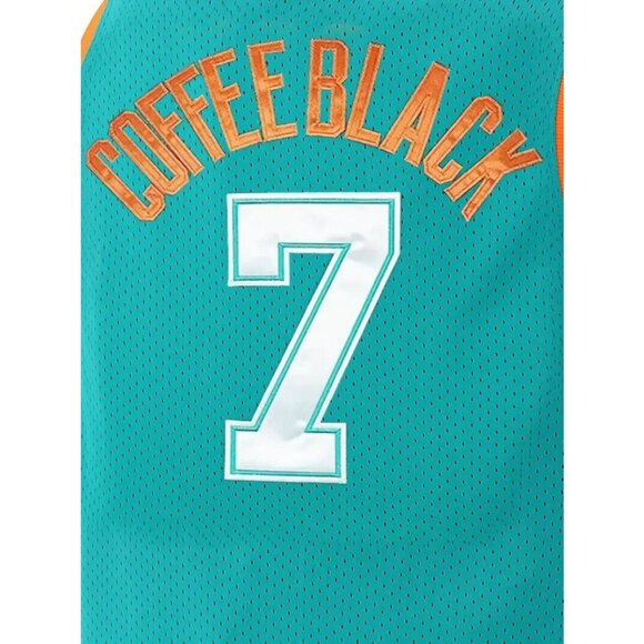 Flint Tropics Coffee Black #7 Semi Pro Movie Basketball Jersey Green Mens - Picture 5 of 8